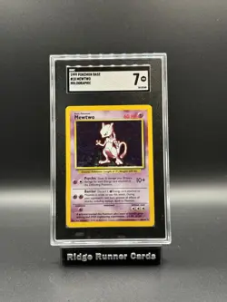 1999 Pokemon Mewtwo 10/102 Base Set Holo SGC 7 - Image 1