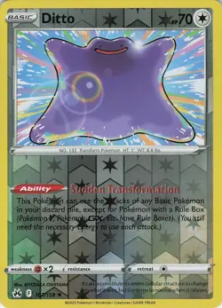 Ditto 107/159 Crown Zenith Reverse Holo Rare Pokemon TCG NM Sword & Shield SWSH - Image 1