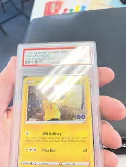 2022 POKEMON SWSH BLACK STAR PROMO POKEMON GO TINS #234 PIKACHU-HOLO PSA 9 - Image 3