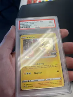 2022 POKEMON SWSH BLACK STAR PROMO POKEMON GO TINS #234 PIKACHU-HOLO PSA 9 - Image 4