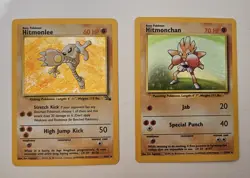 Pokemon TCG Hitmonlee Fossil Holo & Hitmonchan Base Set Holo NM - Image 1