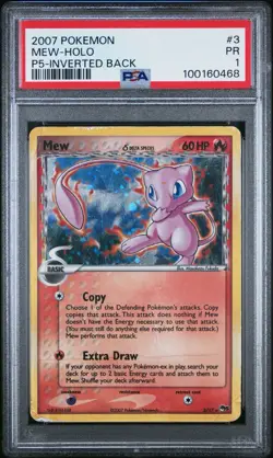 2007 Pokemon Pop Series 5 Mew Holo 3/17 Inverted Back Error PSA 1 Pop 69! - Image 2