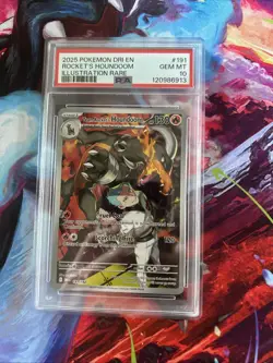 PSA 10 Team Rocket's Houndoom 191/182 Illustration Rare Pokemon Destined Rivals - Image 1