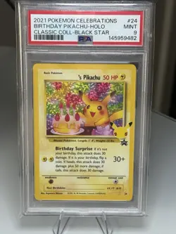 2021 POKEMON CELEBRATIONS CLASSIC COLLECTION #24 BIRTHDAY PIKACHU-HOLO PSA 9 - Image 1
