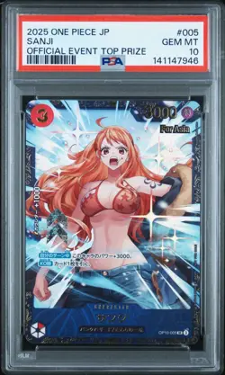 PSA10 "Error Label" One Piece TCG Sanji OP10-005 Flagship Battle Winner "Asia" - Image 1