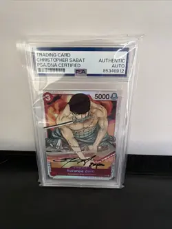 PSA Signed Christopher Sabat Roronoa Zoro ST01-013 One Piece Super Pre-Release - Image 1