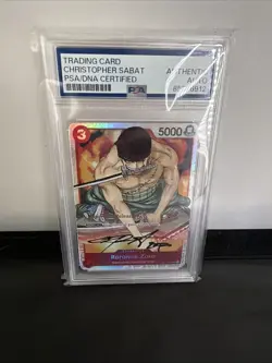 PSA Signed Christopher Sabat Roronoa Zoro ST01-013 One Piece Super Pre-Release - Image 2