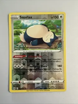 Pokemon Snorlax TCG Holo Rare Reverse Holo Card 143/196 SWSH Lost Origin NM - Image 1