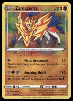 Pokemon Cards Zamazenta 102/185 Vivid Voltage Amazing Rare NM - Image 1