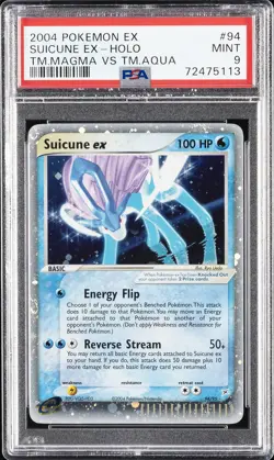 2004 POKEMON EX TEAM MAGMA VS TEAM AQUA #94 SUICUNE EX-HOLO PSA 9 - Image 1