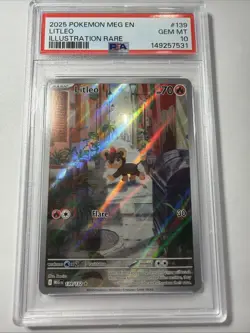 PSA 10 GEM MINT Litleo Mega Evolution Illustration Rare 2025 Pokemon 139/132 - Image 1