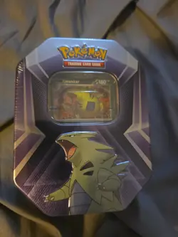 Pokemon Tcg FACTORY Sealed Tyranitar Triple Whammy Tin (3) Packs Inside New - Image 1