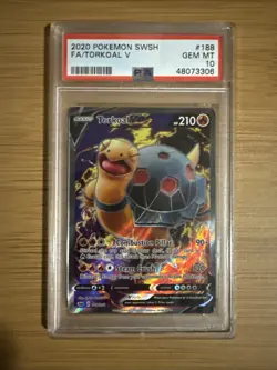 Torkoal V 🔥 2020 Pokemon Sword & Shield 188/202 Full Art 🔥 PSA 10 - Image 1