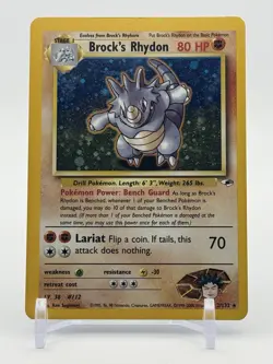 2000 Pokemon Gym Heroes Unlimited Brock’s Rhydon Holo 2/132 #2 MP - Image 1