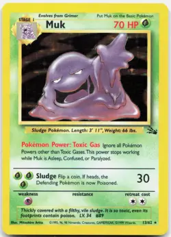 Pokemon TCG Muk (13) Fossil Holo Rare 13/62 Unlimited Holo - Image 1