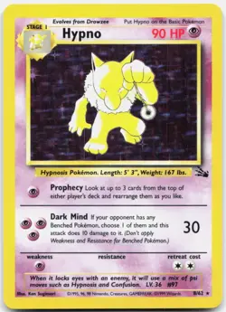 Pokemon TCG Hypno (8) Fossil Holo Rare 08/62 Unlimited Holo - Image 1
