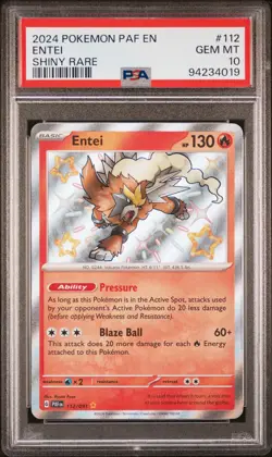 2024 POKEMON PAF EN-PALDEAN FATES SHINY RARE #112 ENTEI PSA 10 - Image 1