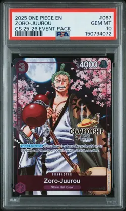 2025 ONE PIECE OP05 #067 CHAMPIONSHIP CS 25-26 EVENT PACK ZORO JUUROU PSA 10 - Image 1