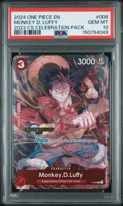2024 ONE PIECE CHAMPIONSHIP CS 2023 CELEBRATION PACK PROMO MONKEY D LUFFY PSA 10 - Image 1