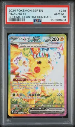 2024 Pokemon SV Surging Sparks SSP EN Pikachu Ex #238/191 Illustration PSA 10 - Image 1