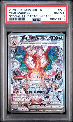 2023 POKEMON OBF EN-OBSIDIAN FLAMES SPECIAL ILLUSTRATION RARE CHARIZARD EX PSA 8 - Image 1