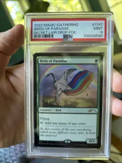MTG Birds of Paradise (1147, Foil) - Secret Lair Drop - PSA Mint 9 - Image 1