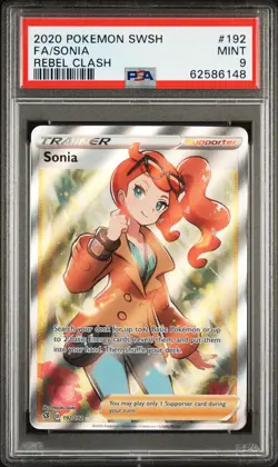 2020 POKEMON SWORD & SHIELD REBEL CLASH #192 FULL ART/SONIA PSA 9 - Image 1