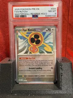 2025 Pokemon Prismatic Evolutions #085 Fan Rotom Master Ball PSA 9 Mint - Image 1