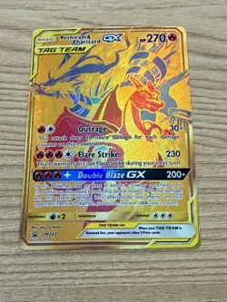 Reshiram & Charizard GX SM247 Gold Tag Team Promo NM Pokemon - Image 1