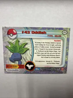 Topps Pokemon #43 Oddish HOLO/FOIL CARD - TV Animation Edition, 1999, NM - Image 2