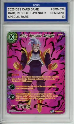 2020 DBS CARD GAME SPECIAL RARE SPR #BT11-094 BABY,RESOLUTE AVENGER TCGS 10 N1 - Image 1