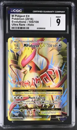 Pokemon Mega Pidgeot EX 105/108 XY Evolutions 2016 Full Art - CGC 9 - Image 1