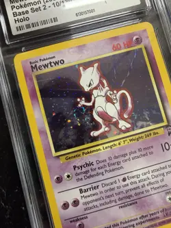 CGC 9 Mewtwo 10/102 Holo Rare Base Set Pokemon Card 1999-2000 SWIRL - Image 3