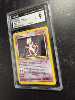 CGC 9 Mewtwo 10/102 Holo Rare Base Set Pokemon Card 1999-2000 SWIRL - Image 4