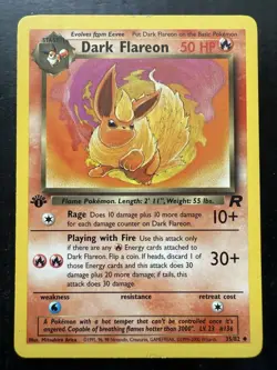 Pokemon Dark Flareon 35/82 1st Edition Team Rocket (MP) - Image 5