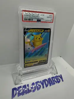 2021 POKEMON JAPANESE 25TH ANNIVERSARY COLLECTION #021 SURFING PIKACHU V PSA 10 - Image 3