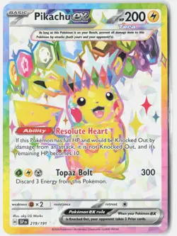 Pikachu ex 219/191 Ultra Rare Surging Sparks Pokemon Holo NM - Image 1