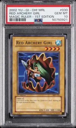 2002 YU-GI-OH! MRL-MAGIC RULER 1ST EDITION #030 RED ARCHERY GIRL PSA 10 - Image 1