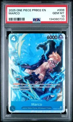 PSA 10 - 2025 One Piece PRB02-008 Marco - Parallel Foil SR - Image 1