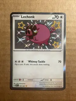 Lechonk 207/091 Holo Shiny Rare SV: Paldean Fates Pokemon - Image 1