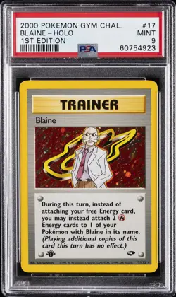 2000 POKEMON GYM CHALLENGE 1ST EDITION #17 BLAINE-HOLO PSA 9 - Image 1