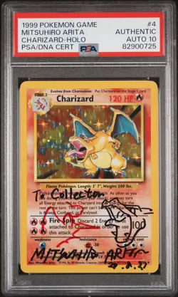 Base Set Charizard Mitsuhiro Arita Signed AUTO PSA 10 Pokemon 1999 English - Image 1