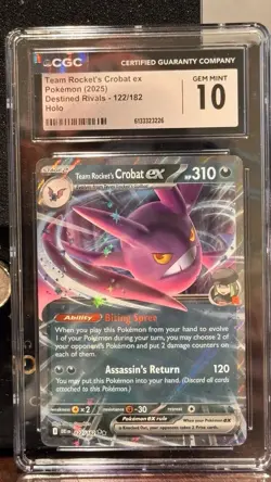 Pokemon Team Rocket's Crobat ex 122/182 Sv10 Destined Rivals Holo CGC 10 - Image 1