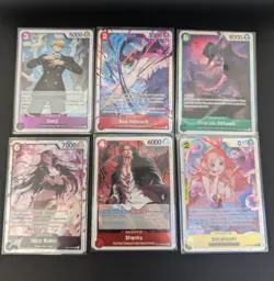 One Piece OP-12 Holo Foil Card Lot (21) Mihawk Shanks Robin Sabo SR/Parallel Mix - Image 2