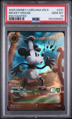 FABLED PSA 10 MICKEY MOUSE STEAMBOAT PILOT ENCHANTED 2025 DISNEY LORCANA #231 - Image 1