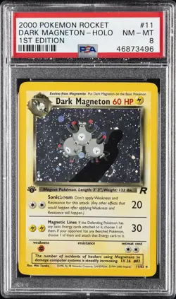 2000 POKEMON ROCKET 1ST EDITION #11 DARK MAGNETON-HOLO PSA 8 - Image 1