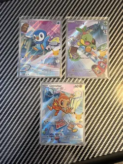 Pokemon First Partner Illustration Rare Turtwig Chimchar Piplup 30th Anniversary - Image 1
