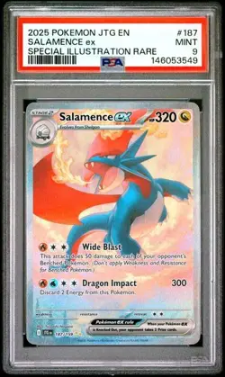 2025 POKEMON JTG EN-JOURNEY TOGETHER #187 SALAMENCE EX PSA 9 - Image 1