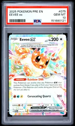 2025 POKEMON PRE EN-PRISMATIC EVOLUTIONS 075 EEVEE EX PSA 10 - Image 1