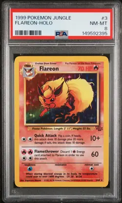 Pokemon Flareon Jungle Holo Rare PSA 8 3/64 1999 Unlimited English - Image 1